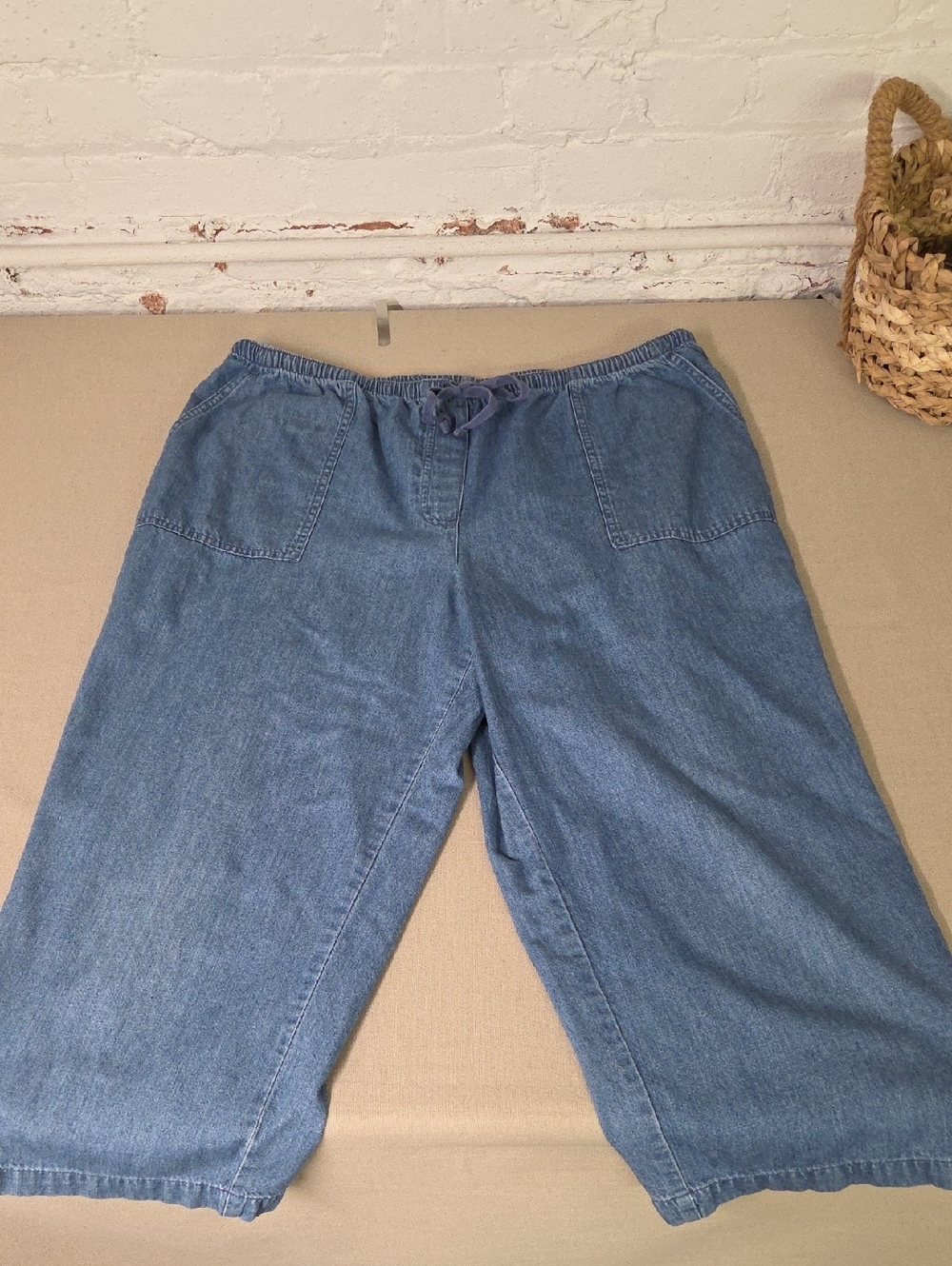 L.L. Bean Light Blue Cotton Denim Pants Xl 100% Cotton